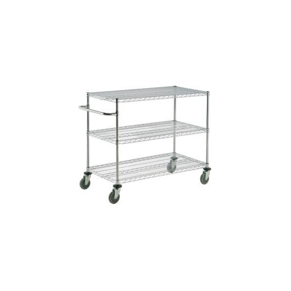 Global Equipment Nexel Chrome ESD Adjustable Shelf Cart, 3 Shelf, 54"L x 18"W x 40"H, Polyurethane Casters SC1854ESD3 - main